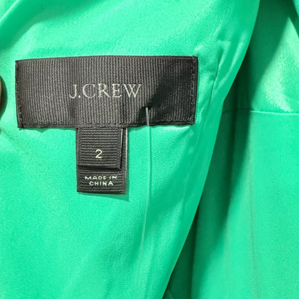 J. Crew 50 60s satin Green‎ bubble skirt 3/4 Sleeve Dress 2